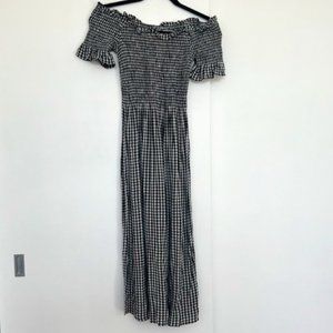 Urban outfitters (kimchi blue) smocked off the shoulder midi checkered dress